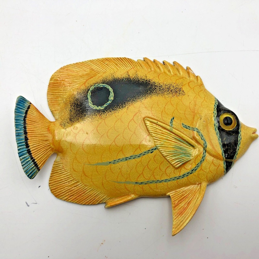 Vintage Don Edmond Studio Artist Mirror Butterflyfish Wall Hanging Sculpture 6"